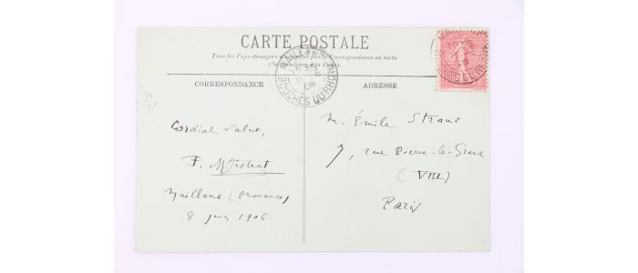 MISTRAL : Carte postale autographe signée adressée à Emile Straus - Signed book, First edition - Edition-Originale.com
