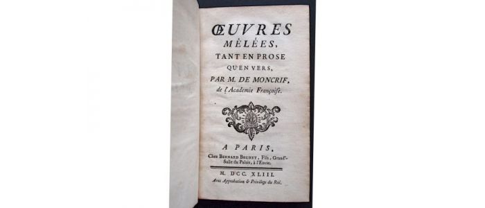 MONCRIF : Oeuvres mêlées, tant en prose qu'en vers - Prima edizione - Edition-Originale.com