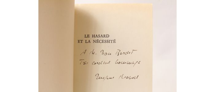 MONOD : Le hasard et la nécessité - Autographe, Edition Originale - Edition-Originale.com