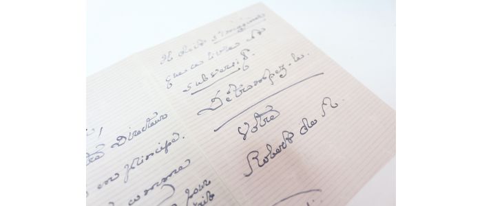 MONTESQUIOU : Lettre autographe signée de Robert de Montesquiou à Henry Lapauze alors journaliste au Gaulois : 
