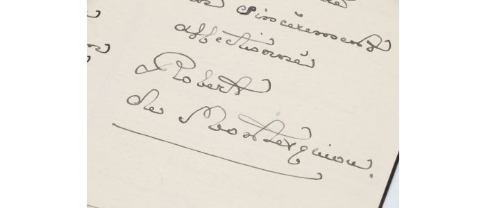 MONTESQUIOU : Lettre autographe signée de Robert de Montesquiou évoquant la voix métallique de son bienveillant correspondant - Signiert, Erste Ausgabe - Edition-Originale.com