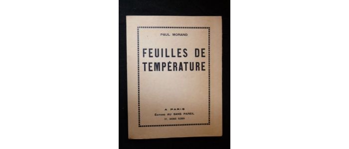 MORAND : Feuilles de température - Prima edizione - Edition-Originale.com