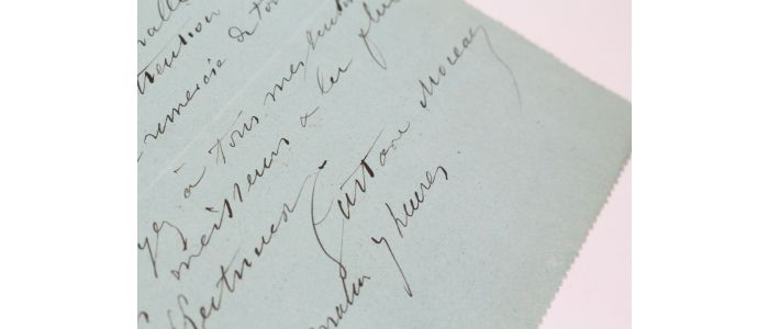MOREAU : Télégramme autographe signé à Edouard Corroyer - Signiert, Erste Ausgabe - Edition-Originale.com