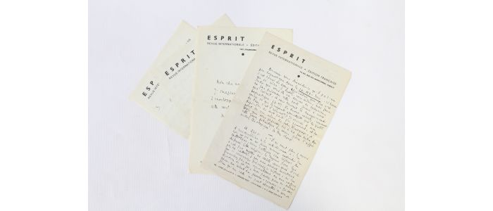 MOUNIER : Trois lettres autographes signées d'Emmanuel Mounier - Signiert, Erste Ausgabe - Edition-Originale.com
