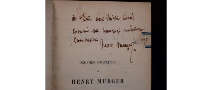 MURGER : Les buveurs d'eau - Autographe, Edition Originale - Edition-Originale.com