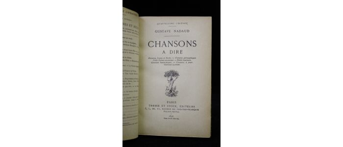 NADAUD : Chansons à dire - Edition-Originale.com