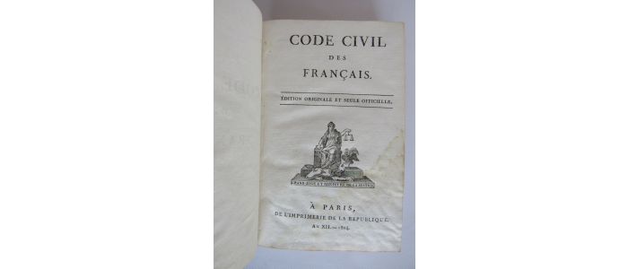 NAPOLEON 1ER : Code civil des Français. Edition originale et seule officielle [Ensemble] Table alphabétique des matières du Code civil des Français - Edition Originale - Edition-Originale.com