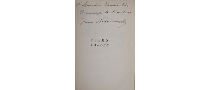 NEMIROVSKY : Films parlés - Signed book, First edition - Edition-Originale.com