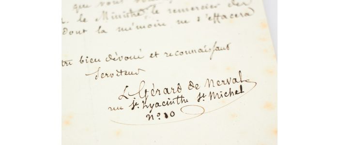 NERVAL : Lettre autographe signée de Gérard de Nerval adressée à Auguste Cavé - Signed book, First edition - Edition-Originale.com