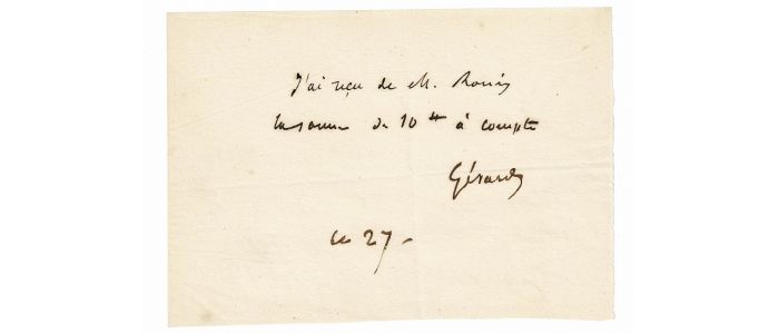 NERVAL : Reçu autographe signé de Gérard de Nerval - Signed book, First edition - Edition-Originale.com