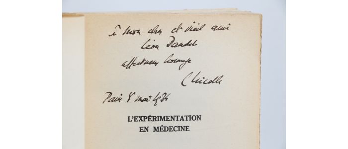 NICOLLE : L'expérimentation en médecine - Signed book, First edition - Edition-Originale.com