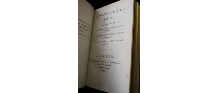 PARNY : Porte-feuille volé, contenant Le Paradis perdu, Les Déguisemens de Vénus, Les Galanteries de la Bible - Prima edizione - Edition-Originale.com