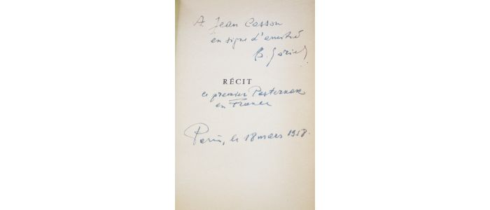 PASTERNAK : Récit - Autographe, Edition Originale - Edition-Originale.com