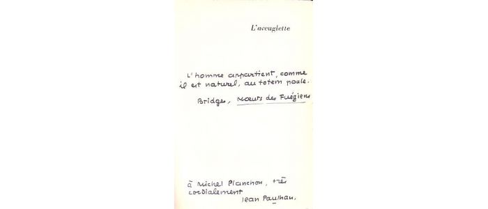 PAULHAN : L'aveuglette - Signiert, Erste Ausgabe - Edition-Originale.com