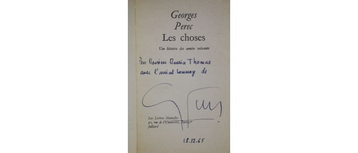 PEREC : Les choses - Libro autografato - Edition-Originale.com