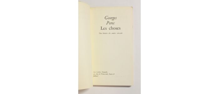 PEREC : Les choses - Edition Originale - Edition-Originale.com