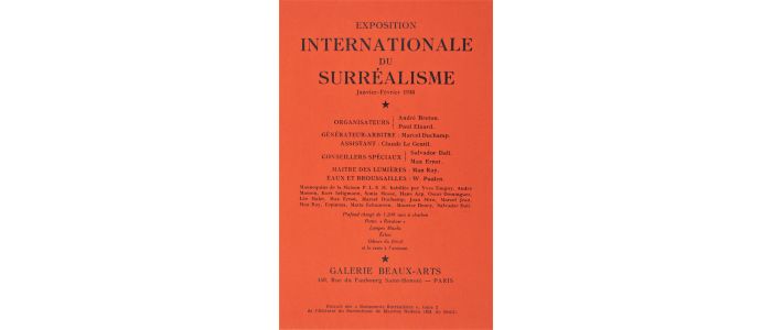 PERET : Fac-similé sur papier rouge de l'affiche annonçant la première exposition internationale du Surréalisme - Edition-Originale.com