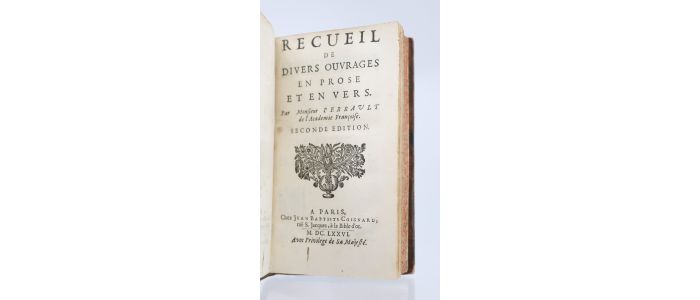 PERRAULT : Recueil de divers ouvrages en prose et en vers  - First edition - Edition-Originale.com