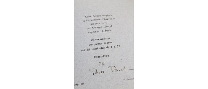 PEUCHMAURD : L'embellie roturière - Libro autografato, Prima edizione - Edition-Originale.com