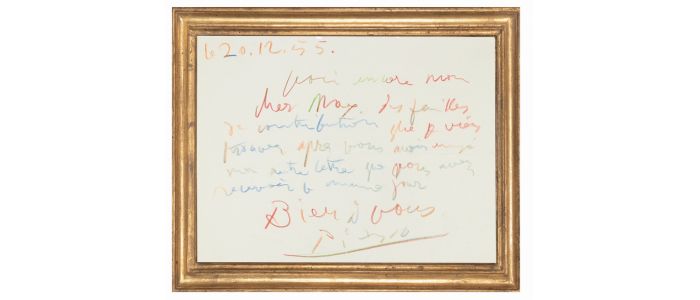 PICASSO : Lettre autographe signée multicolore adressée à Max Pellequer - Signed book, First edition - Edition-Originale.com