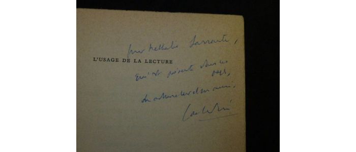 PICON : L'usage de la lecture III. Lecture de Proust - Autographe, Edition Originale - Edition-Originale.com