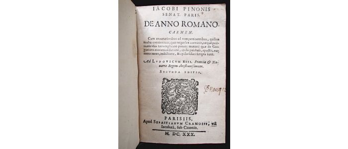 PINON : De anno Romano. carmen - Edition-Originale.com