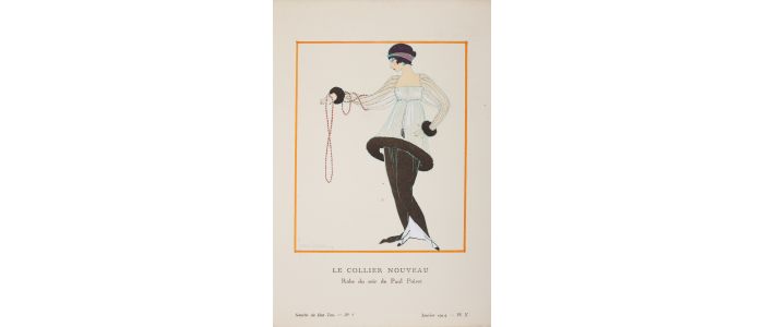 POIRET : Le Collier nouveau. Robe du soir de Paul Poiret (pl.10, La Gazette du Bon ton, 1914 n°1) - Erste Ausgabe - Edition-Originale.com