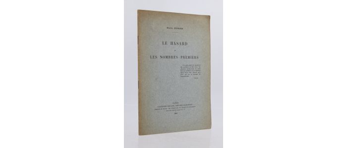 POIRIER : Le hasard et les nombres premiers - Edition Originale - Edition-Originale.com