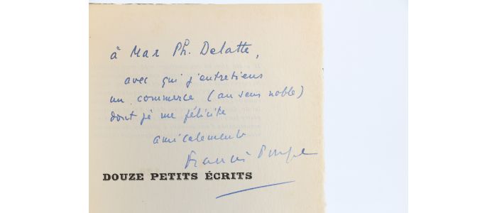 PONGE : Douze petits écrits - Autographe, Edition Originale - Edition-Originale.com