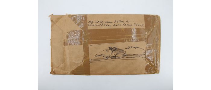 PONS : Enveloppe manuscrite envoyée à son ami Georges Raillard enrichie d'un dessin original en son verso - Signiert, Erste Ausgabe - Edition-Originale.com