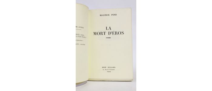 PONS : La mort d'Eros - Prima edizione - Edition-Originale.com