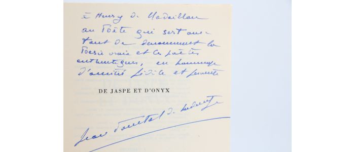 POURTAL DE LADEVEZE : De jaspe et d'onyx - Autographe, Edition Originale - Edition-Originale.com