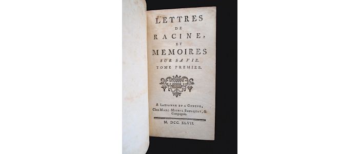 RACINE : Lettres de jean Racine et Memoires sur sa vie - Prima edizione - Edition-Originale.com