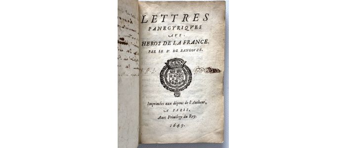 RANGOUZE : Lettres panégyriques aux héros de la France - Prima edizione - Edition-Originale.com