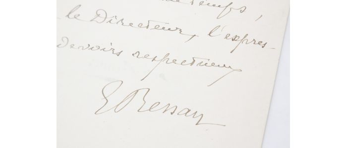 RENAN : Lettre autographe datée et signée à Louis Liard concernant le Collège de France : 