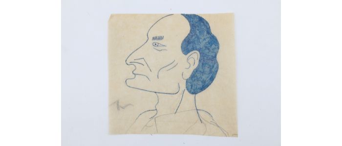 RIM : Dessin original à l'encre bleue représentant son ami Antonin Artaud - Signed book, First edition - Edition-Originale.com