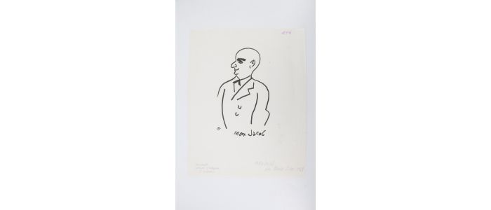 JACOB : Dessin original au feutre noir représentant son grand ami Max Jacob - Signed book, First edition - Edition-Originale.com