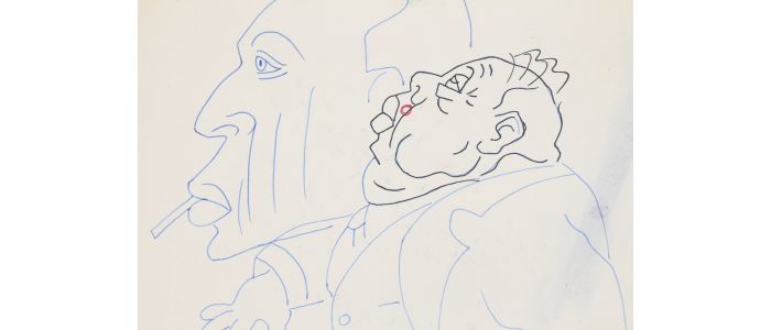 RIM : Deux dessins originaux au styllo bille bleu représentant Charles Laughton sur le même feuillet - Signed book, First edition - Edition-Originale.com