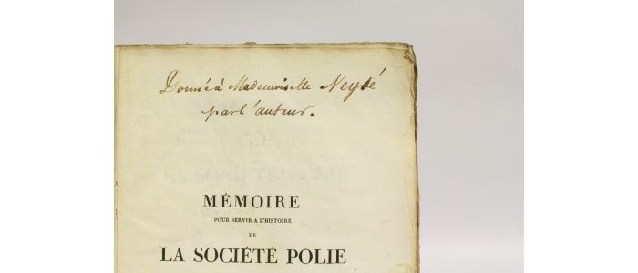 ROEDERER : Mémoire pour servir à l'histoire de la société polie en France - Autographe, Edition Originale - Edition-Originale.com