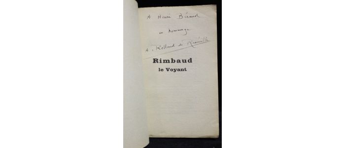 ROLLAND DE RENEVILLE : Rimbaud le voyant - Autographe, Edition Originale - Edition-Originale.com