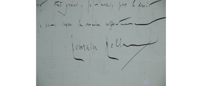 ROLLAND : Alarmante lettre autographe datée et signée relayant l'appel à l'aide de Sun-Yat-Sen dénonçant l'annexion de la Chine par le Japon aidé de ses alliés impérialistes occidentaux : 