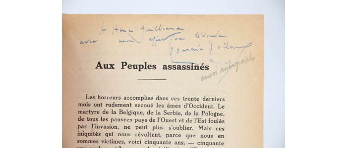 ROLLAND : Aux peuples assassinés - Message de l'Inde au Japon - Signed book, First edition - Edition-Originale.com