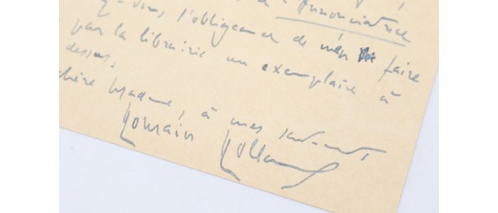 ROLLAND : Carte postale autographe datée et signée adressée à madame Fargeton chef de fabrication chez Albin Michel à propos des épreuves corrigées de 