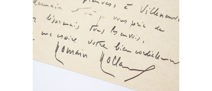 ROLLAND : Carte postale autographe datée et signée adressée à son éditeur Albin Michel à propos des épreuves corrigées de son ouvrage 
