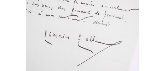 ROLLAND : Lettre autographe datée et signée adressée à Renaud de Jouvenel refusant de livrer des articles à sa revue Les volontaires mais acceptant d'y participer pour une ponctuelle contribution politique : 