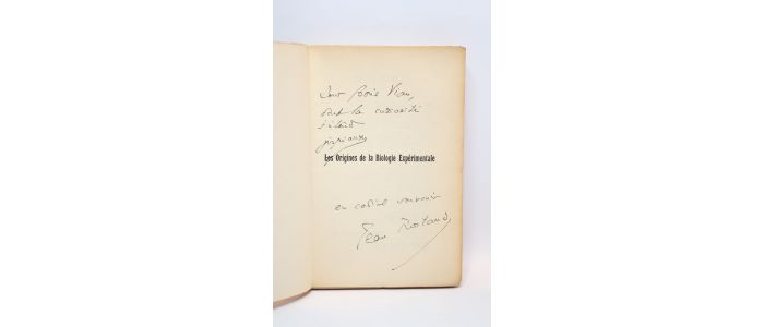 VIAN : Les origines de la biologie expérimentale et l'abbé Spallanzani - Signiert, Erste Ausgabe - Edition-Originale.com