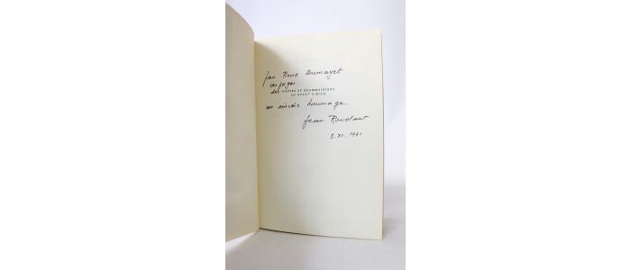 ROUDAUT : Poètes et grammariens au XVIIIème siècle. Anthologie - Libro autografato, Prima edizione - Edition-Originale.com