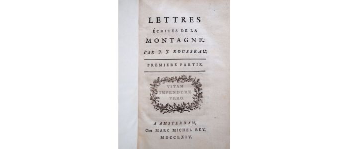 ROUSSEAU : Lettres écrites de la montagne - Edition-Originale.com