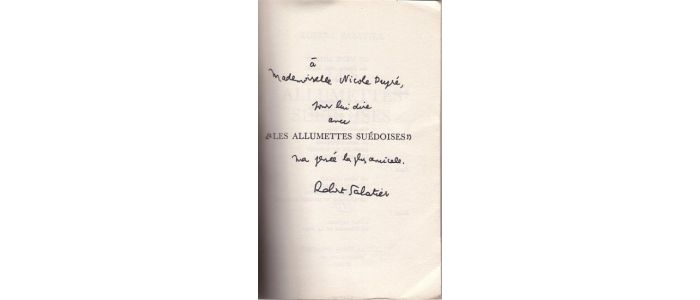 SABATIER : Les allumettes suédoises - Libro autografato, Prima edizione - Edition-Originale.com