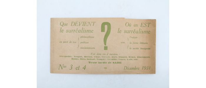 SADE : Bande annonce pour les N°3 et 4 de la revue Le surréalisme au service de la révolution - Edition Originale - Edition-Originale.com